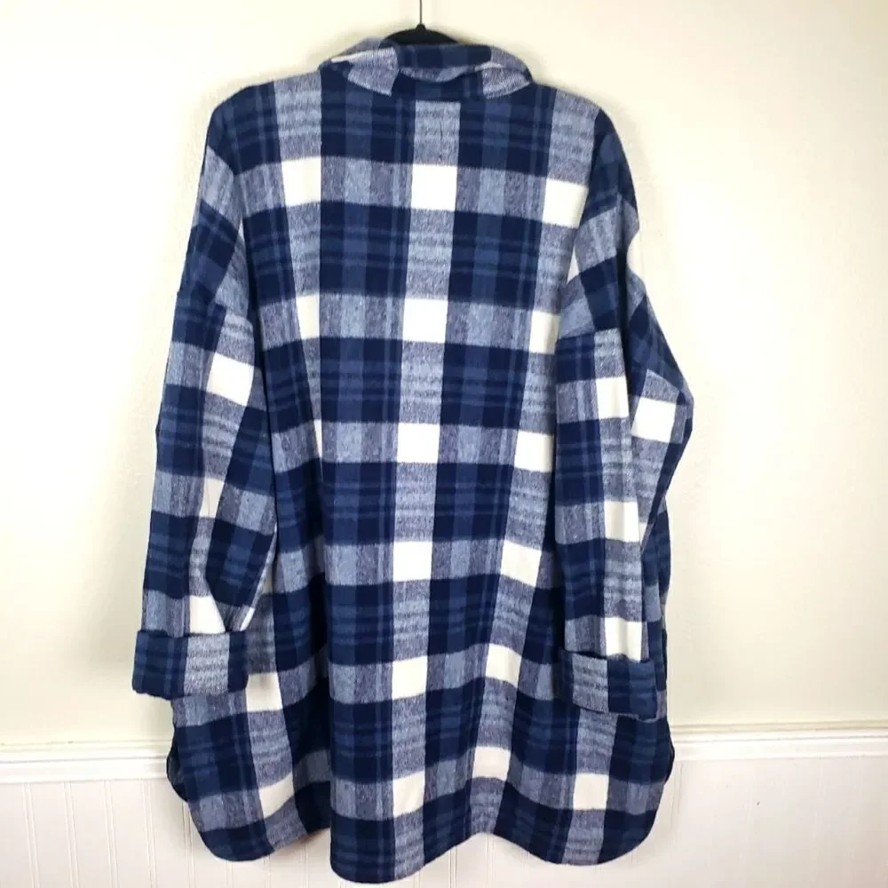 Men's Plus Size Banana Republic Blue Plaid Flannel Button Up Shirt Size 3X